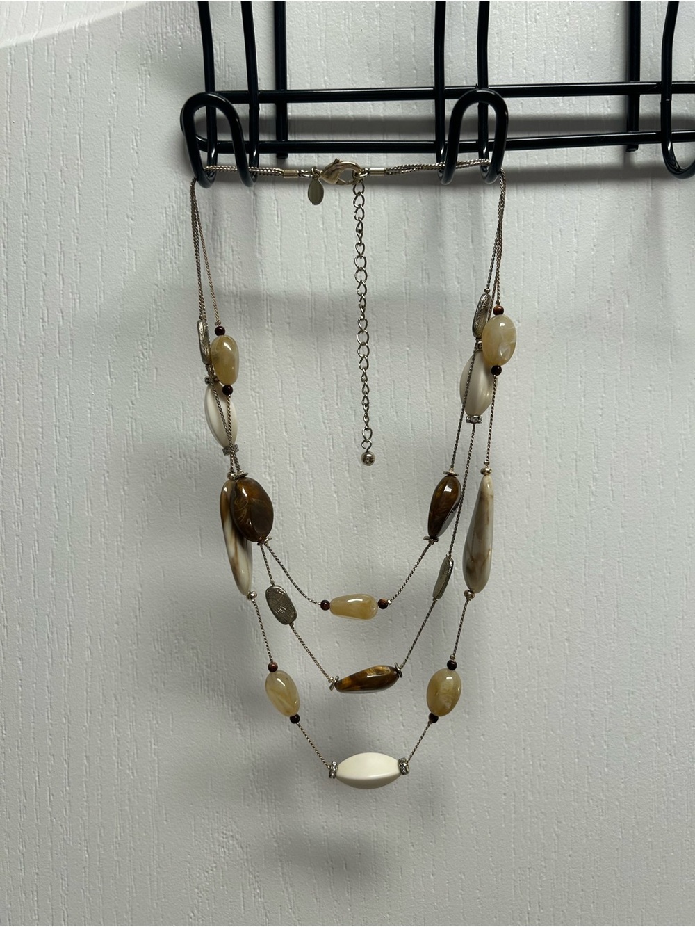 Chico's Multi-Strand Brown and Cream Bead Necklace